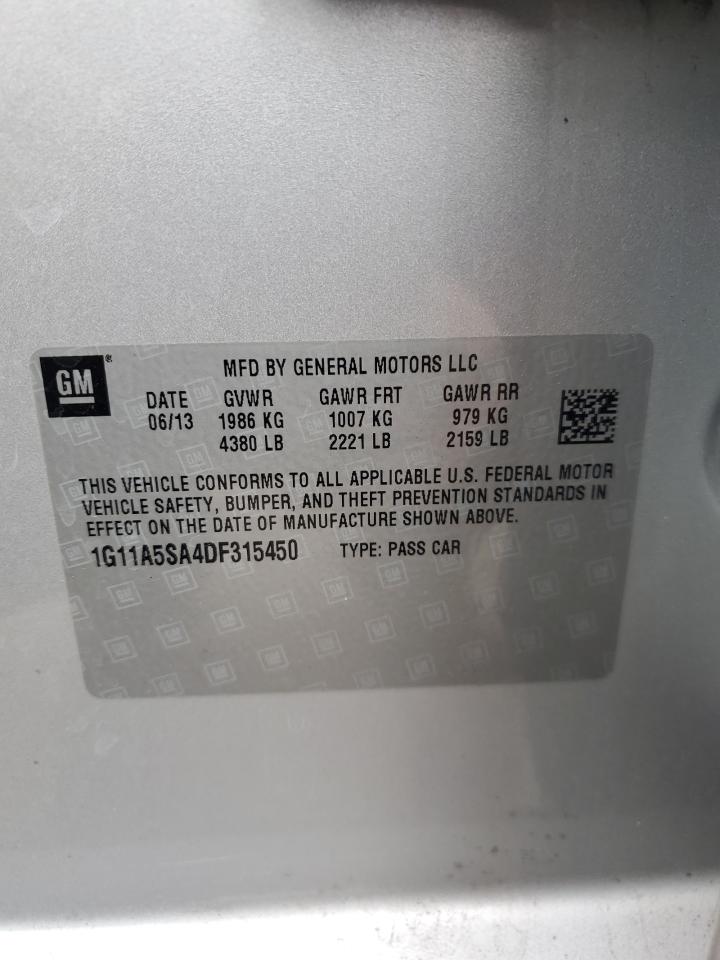 2013 Chevrolet Malibu Ls VIN: 1G11A5SA4DF315450 Lot: 90243295