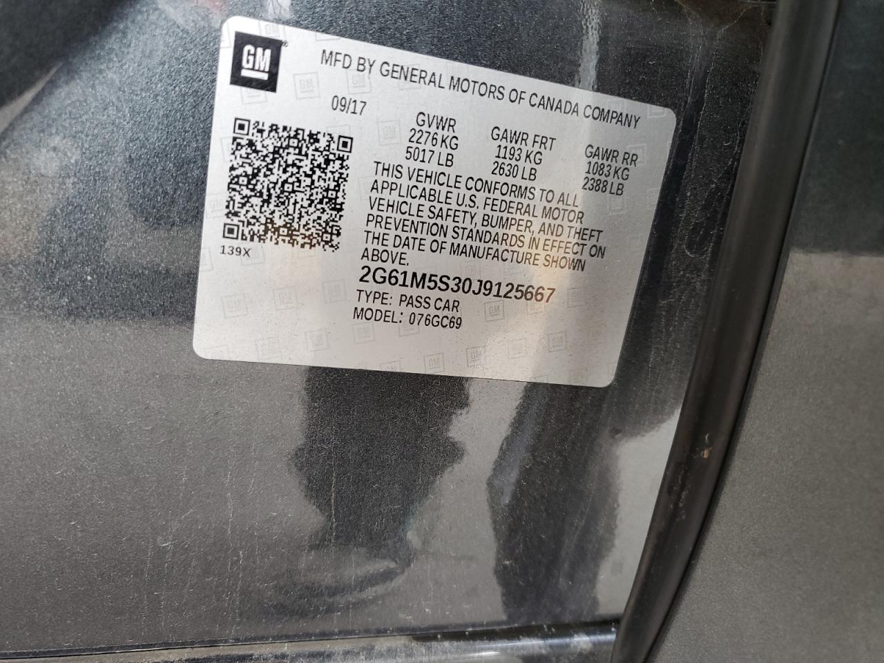 2018 Cadillac Xts Luxury VIN: 2G61M5S30J9125667 Lot: 82275825