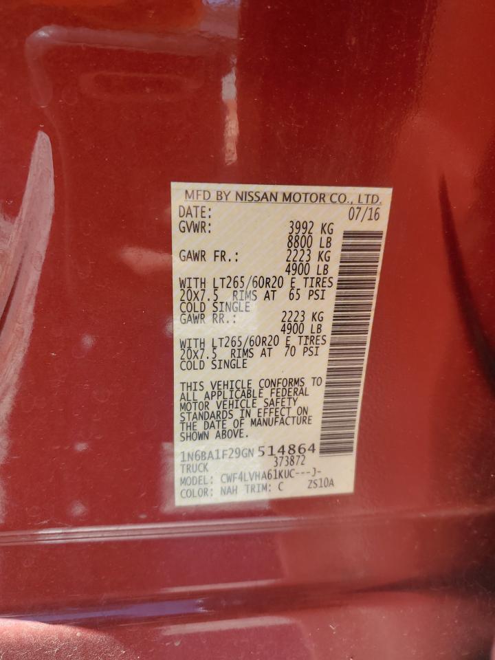 2016 Nissan Titan Xd Sl VIN: 1N6BA1F29GN514864 Lot: 84956125