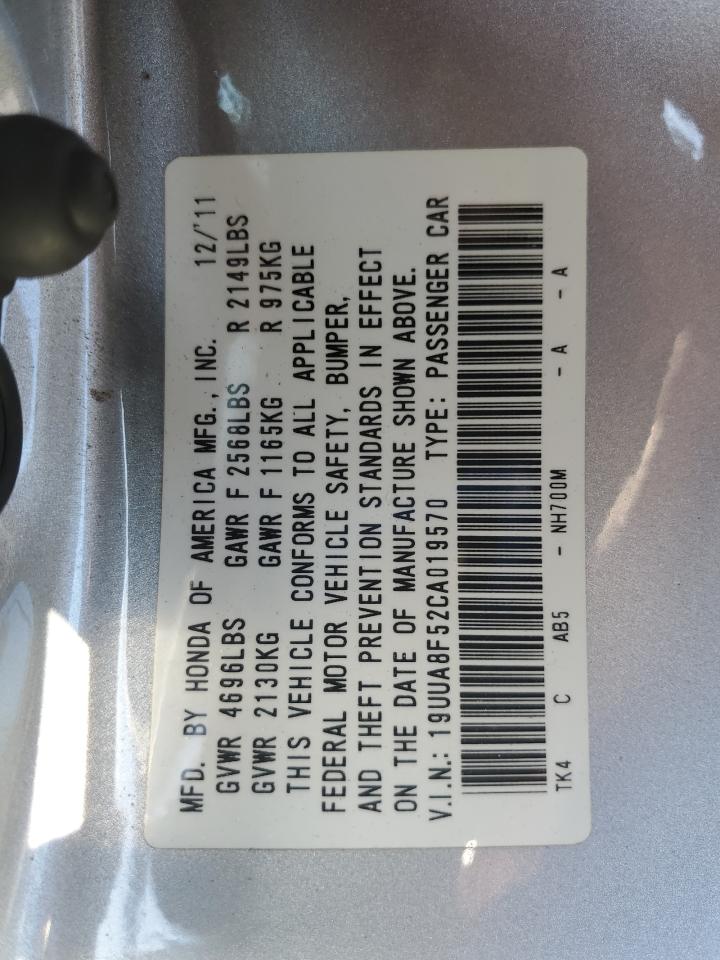 2012 Acura Tl VIN: 19UUA8F52CA019570 Lot: 91114155