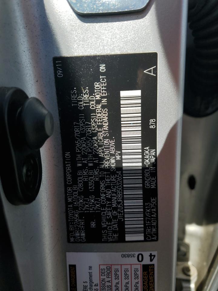 2011 Toyota 4Runner Sr5 VIN: JTEZU5JR8B5032654 Lot: 85884705