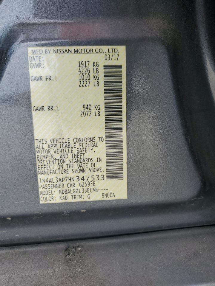 2017 Nissan Altima 2.5 VIN: 1N4AL3AP7HN347533 Lot: 85720465