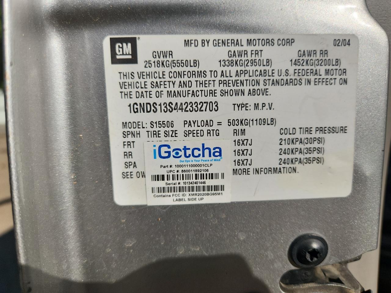 2004 Chevrolet Trailblazer Ls VIN: 1GNDS13S442332703 Lot: 85916155