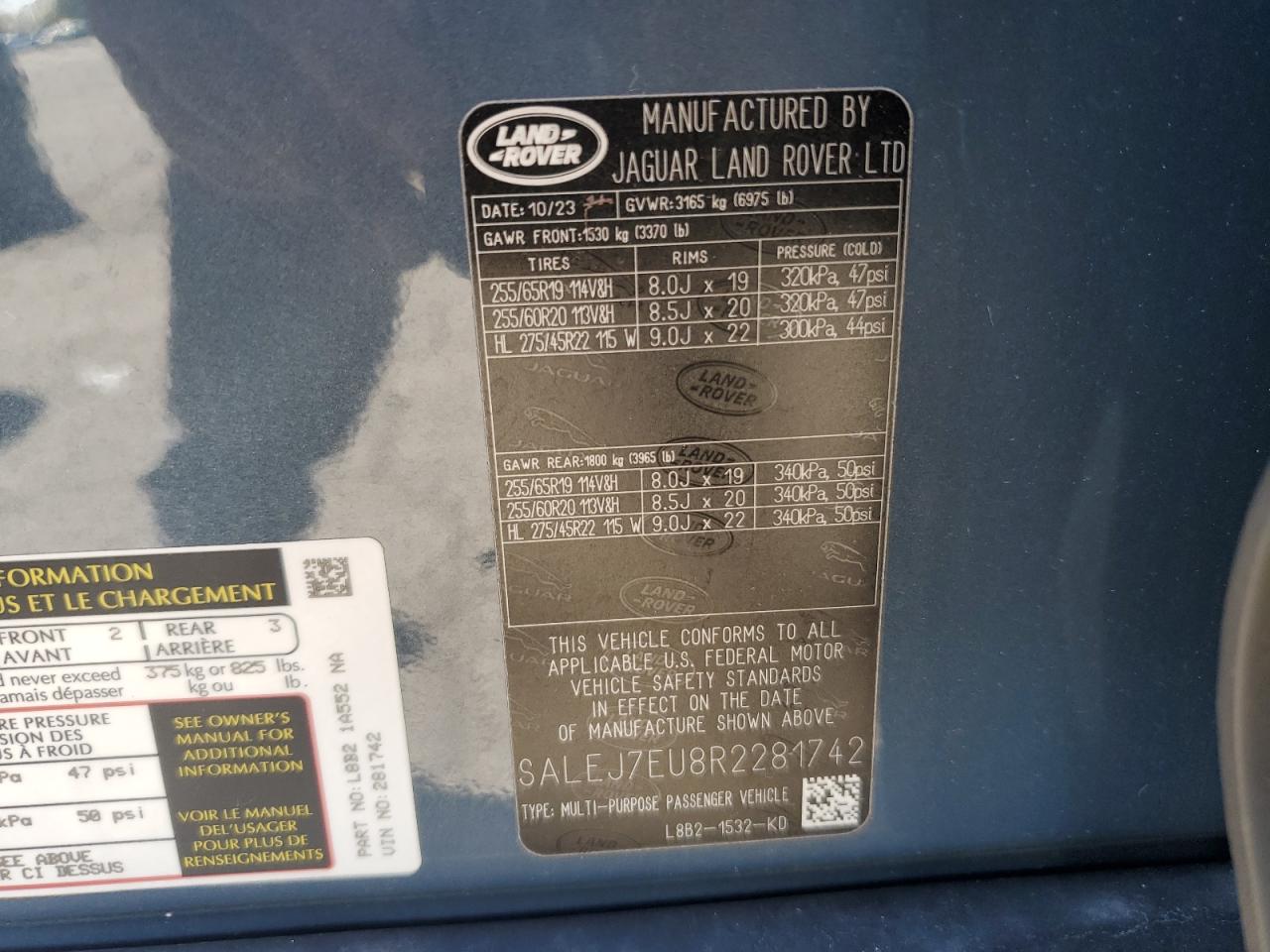 2024 Land Rover Defender 110 S VIN: SALEJ7EU8R2281742 Lot: 89705085