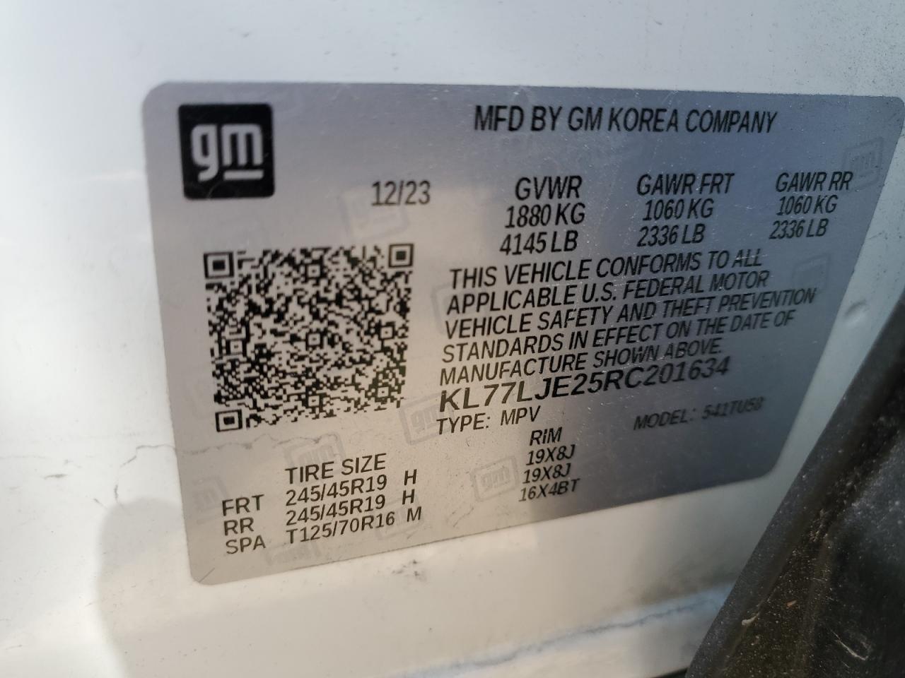 2024 Chevrolet Trax 2Rs VIN: KL77LJE25RC201634 Lot: 87238115