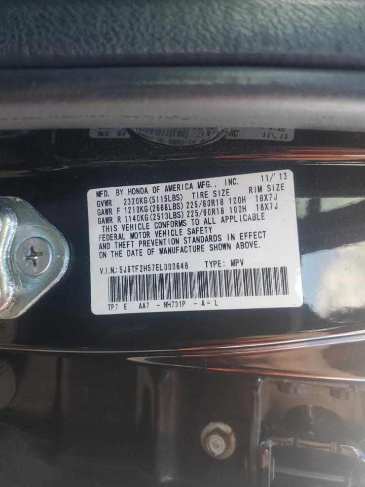 2014 Honda Crosstour Exl VIN: 5J6TF2H57EL000648 Lot: 85082615