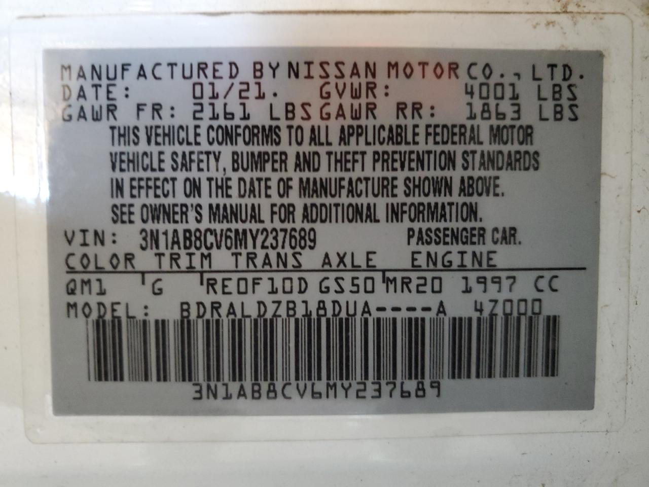 2021 Nissan Sentra Sv VIN: 3N1AB8CV6MY237689 Lot: 87067405