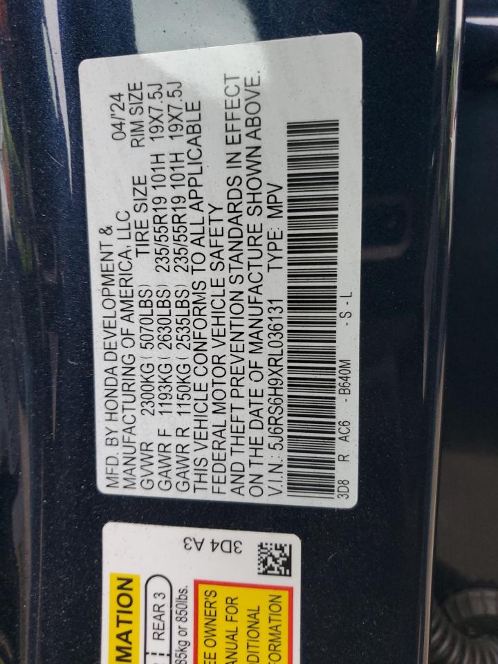 2024 Honda Cr-V Sport Touring VIN: 5J6RS6H9XRL036131 Lot: 85673285