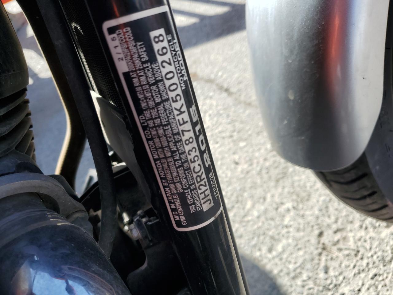 2015 Honda Vt750 C2B VIN: JH2RC5387FK500268 Lot: 85919345