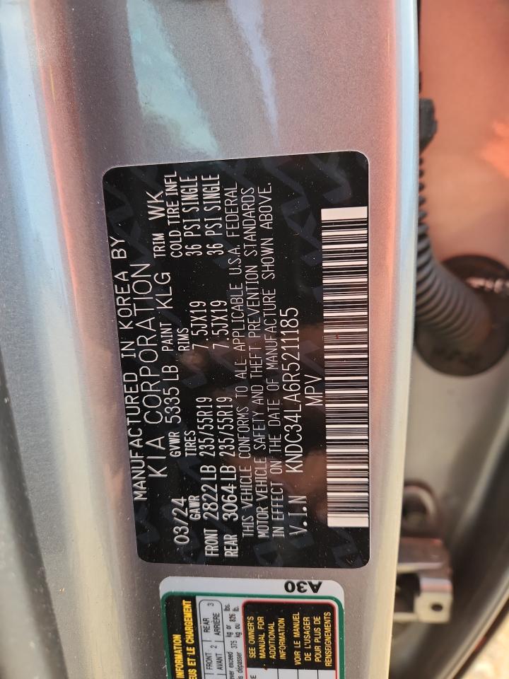 2024 Kia Ev6 Light VIN: KNDC34LA6R5211185 Lot: 89443155