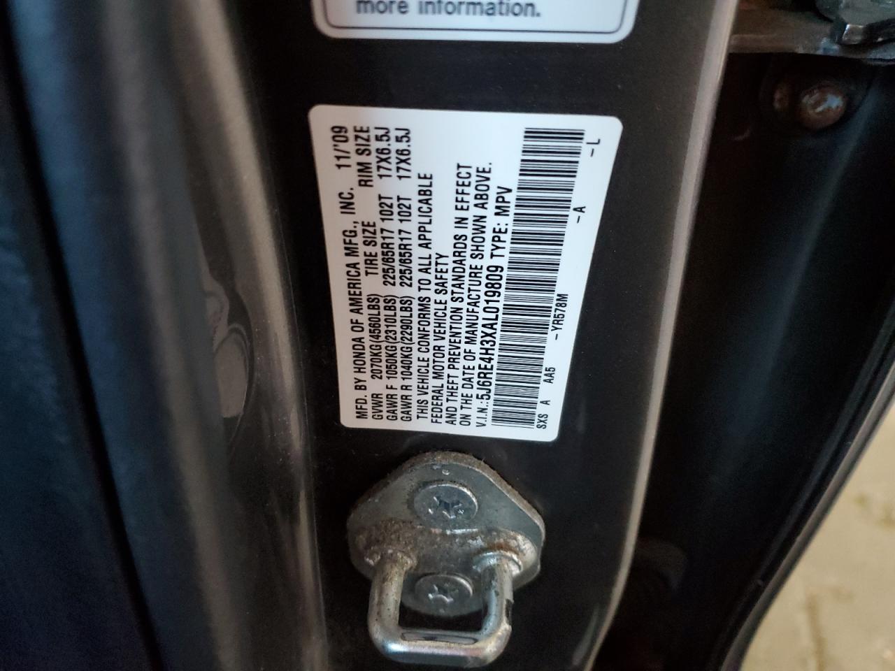 2010 Honda Cr-V Lx VIN: 5J6RE4H3XAL019809 Lot: 85280295