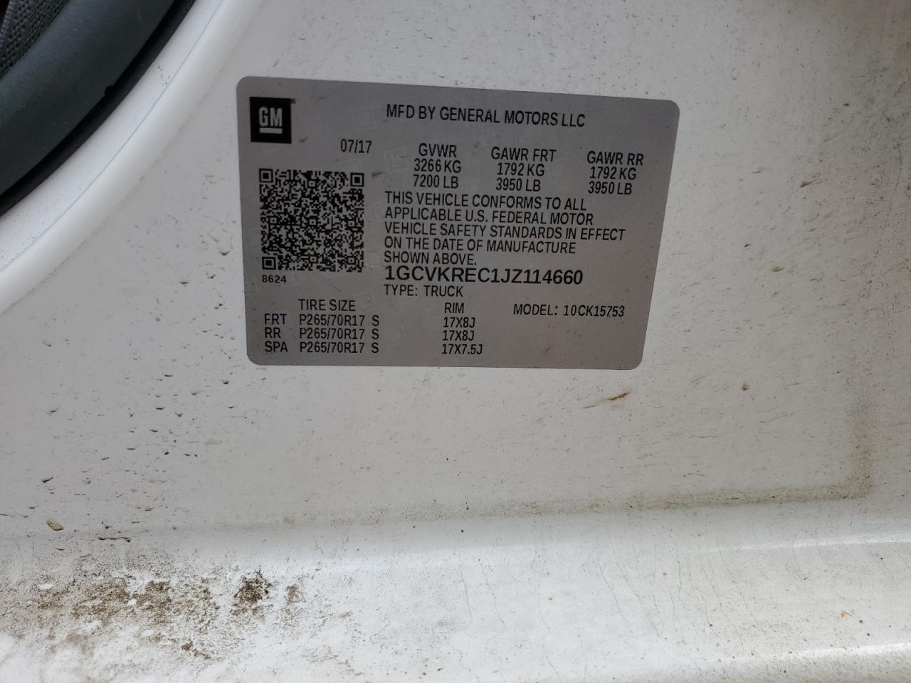 2018 Chevrolet Silverado K1500 Lt VIN: 1GCVKREC1JZ114660 Lot: 86209435