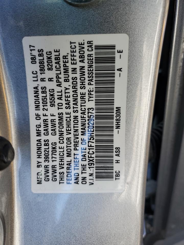 2017 Honda Civic Exl VIN: 19XFC1F75HE029573 Lot: 86059385