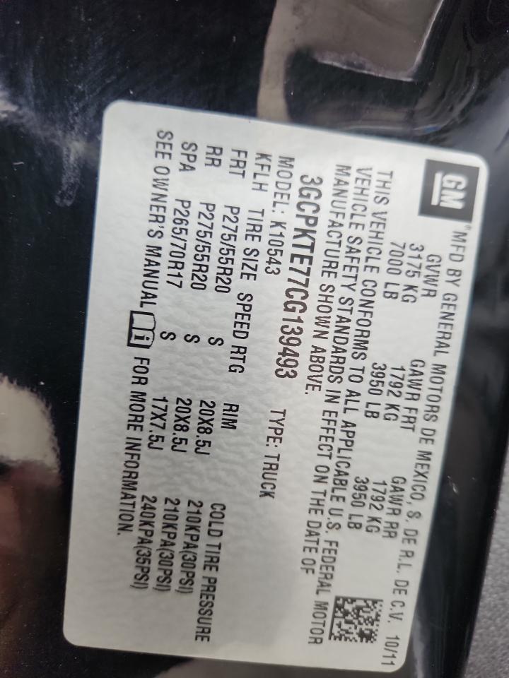 2012 Chevrolet Silverado K1500 Ltz VIN: 3GCPKTE77CG139493 Lot: 86105155