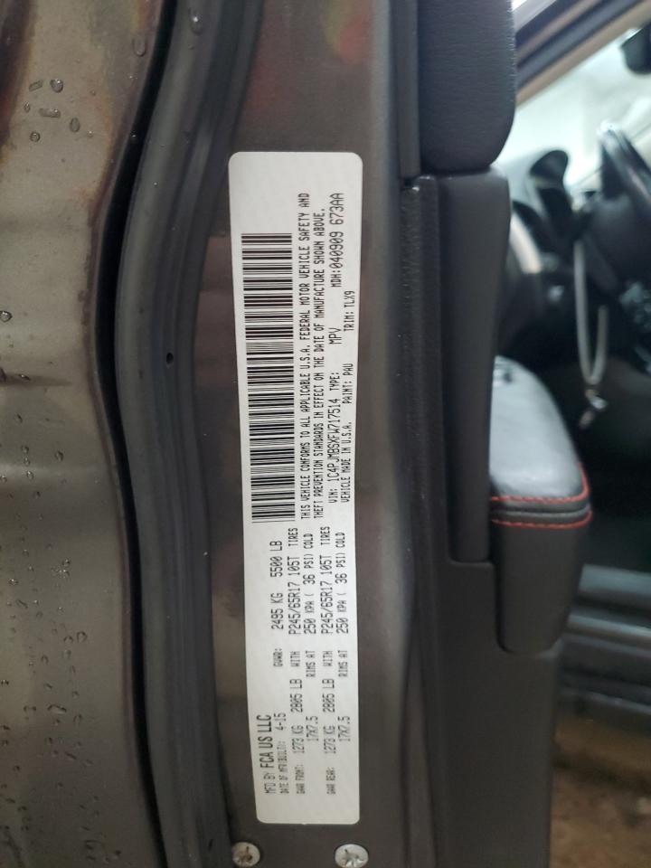 2015 Jeep Cherokee Trailhawk VIN: 1C4PJMBSXFW717514 Lot: 87019905