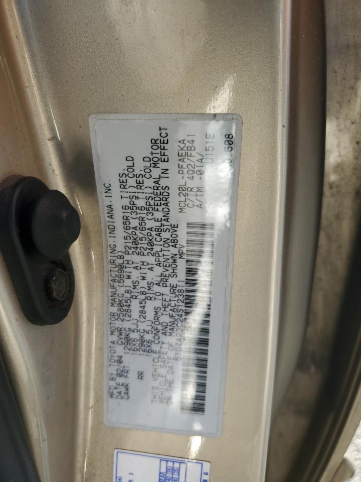 2004 Toyota Sienna Ce VIN: 5TDZA23C24S123811 Lot: 85756985