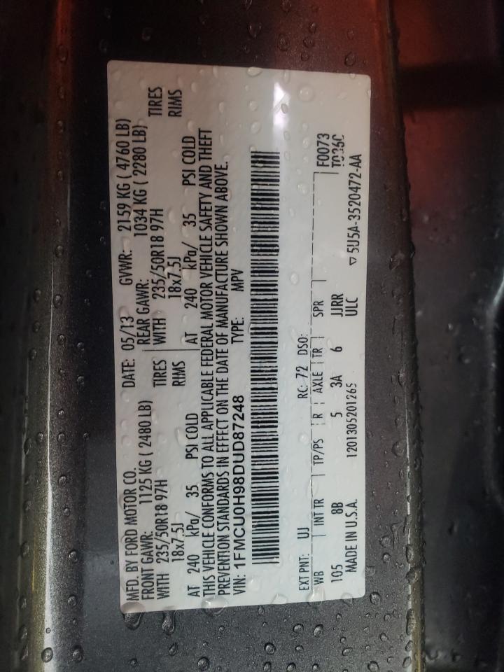 2013 Ford Escape Sel VIN: 1FMCU0H98DUD87248 Lot: 90494365