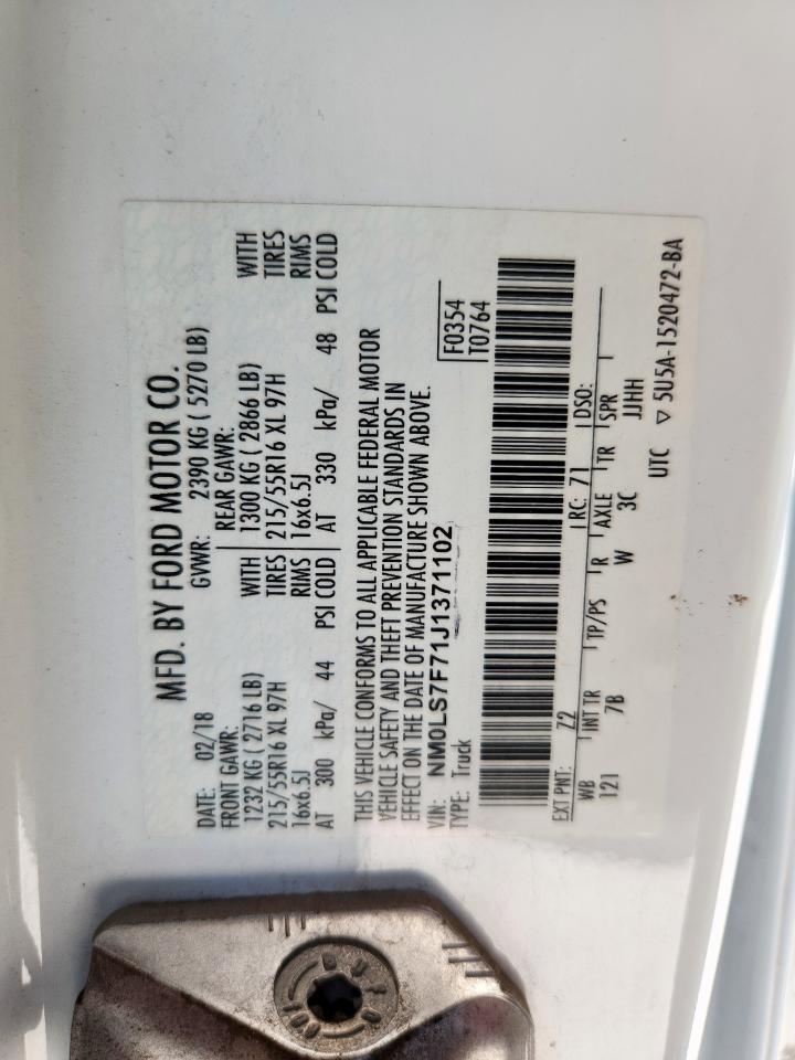 2018 Ford Transit Connect Xlt VIN: NM0LS7F71J1371102 Lot: 85117985