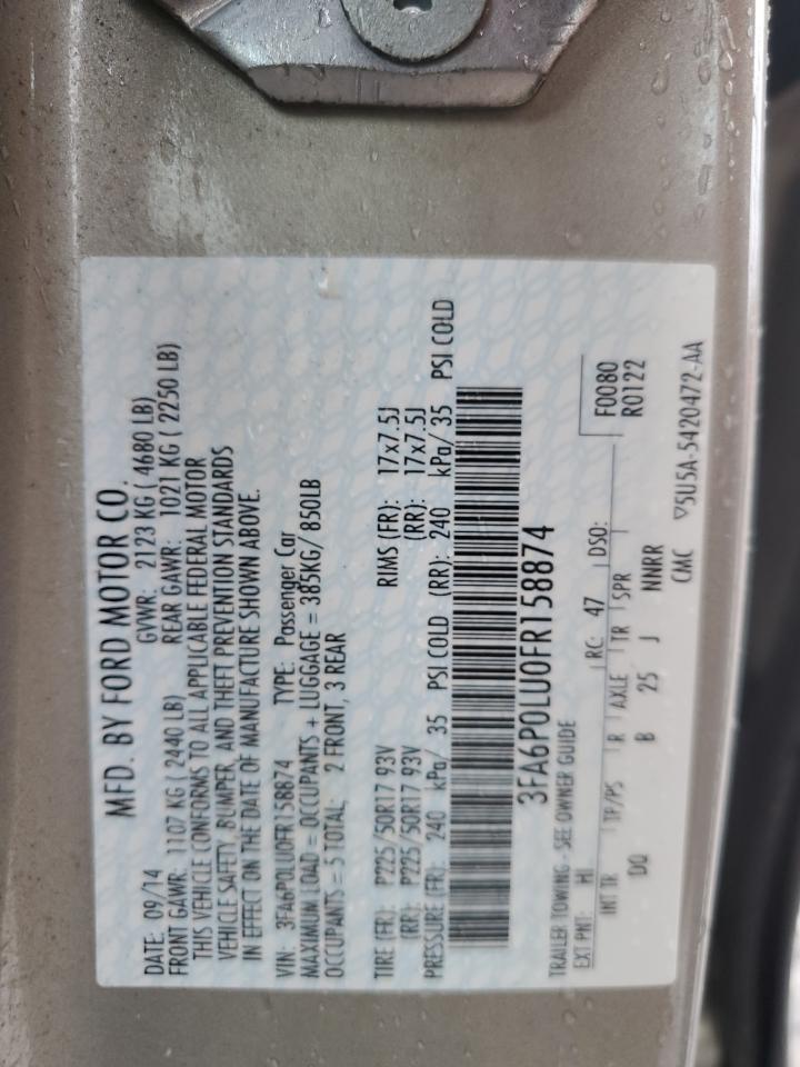2015 Ford Fusion Se Hybrid VIN: 3FA6P0LU0FR158874 Lot: 84815345