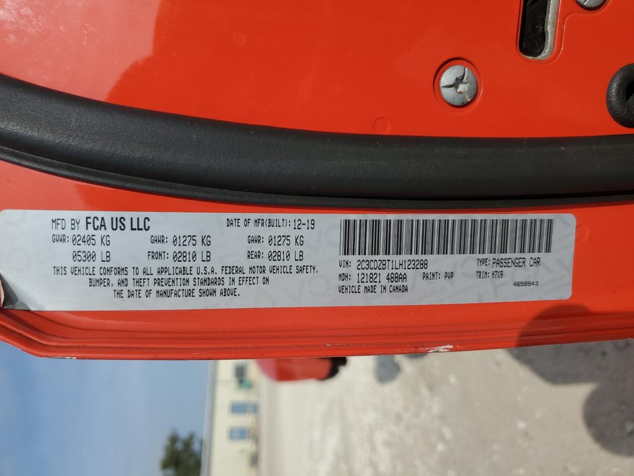 2020 Dodge Challenger R/T VIN: 2C3CDZBT1LH123288 Lot: 89485565