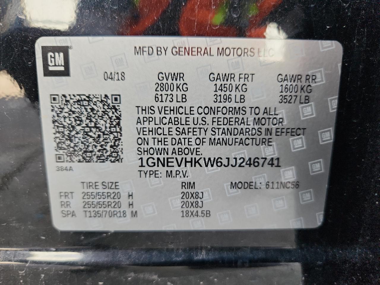 2018 Chevrolet Traverse Lt VIN: 1GNEVHKW6JJ246741 Lot: 81981965