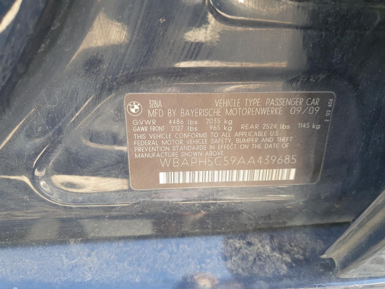 2010 BMW 328 I Sulev VIN: WBAPH5C59AA439685 Lot: 85186555