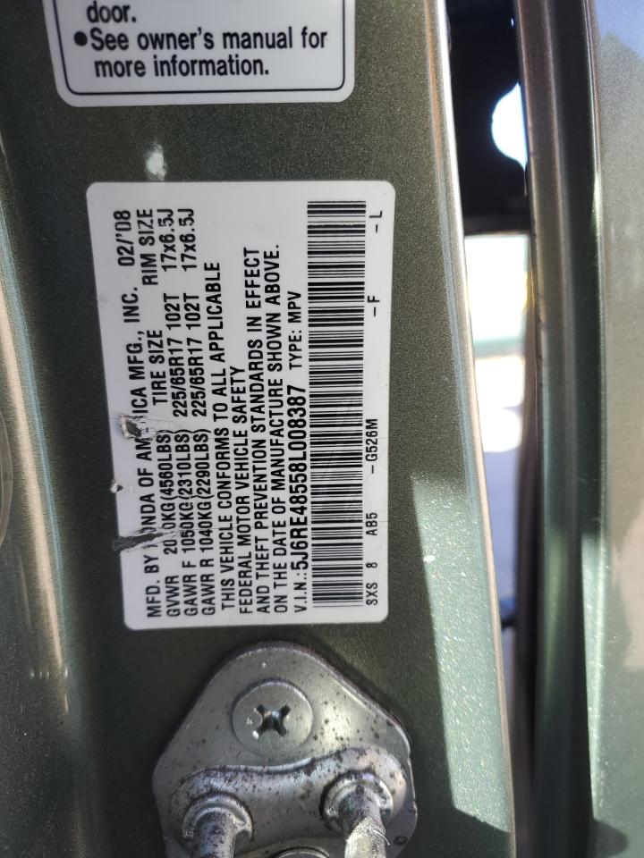 2008 Honda Cr-V Ex VIN: 5J6RE48558L008387 Lot: 87412925