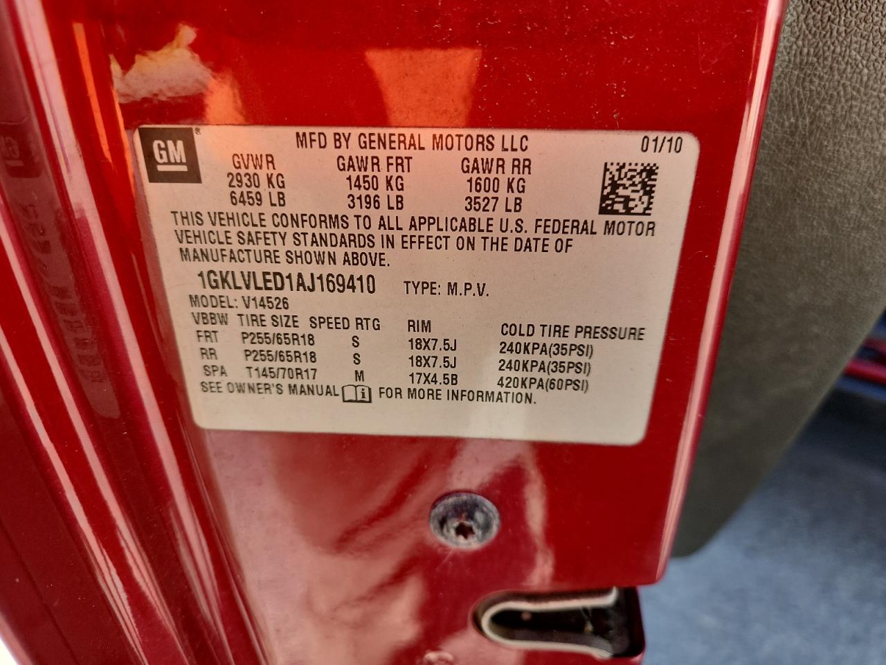 2010 GMC Acadia Sle VIN: 1GKLVLED1AJ169410 Lot: 84943725