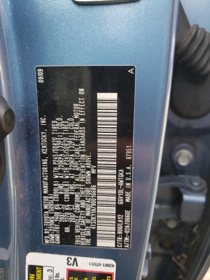 2009 Toyota Venza VIN: 4T3ZK11A79U016686 Lot: 86185435