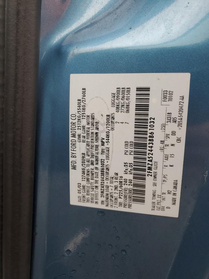 2003 Ford Windstar Se VIN: 2FMZA52443BB61032 Lot: 82552205