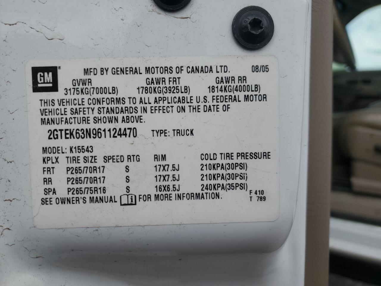 2006 GMC Sierra K1500 Denali VIN: 2GTEK63N961124470 Lot: 86511285