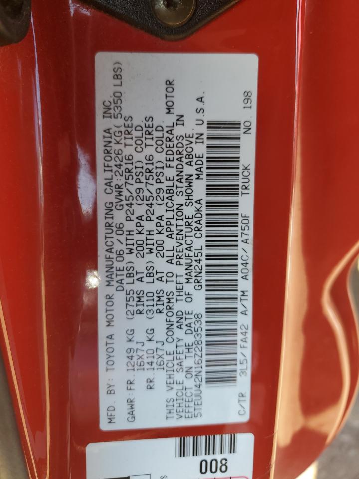 2006 Toyota Tacoma Access Cab VIN: 5TEUU42N16Z283538 Lot: 82525105