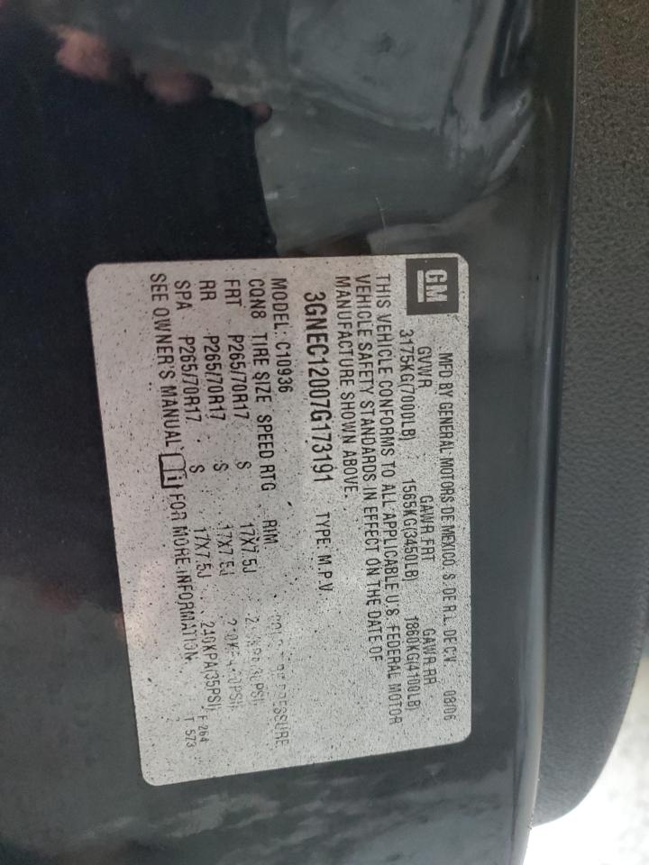 2007 Chevrolet Avalanche C1500 VIN: 3GNEC12007G173191 Lot: 82547605