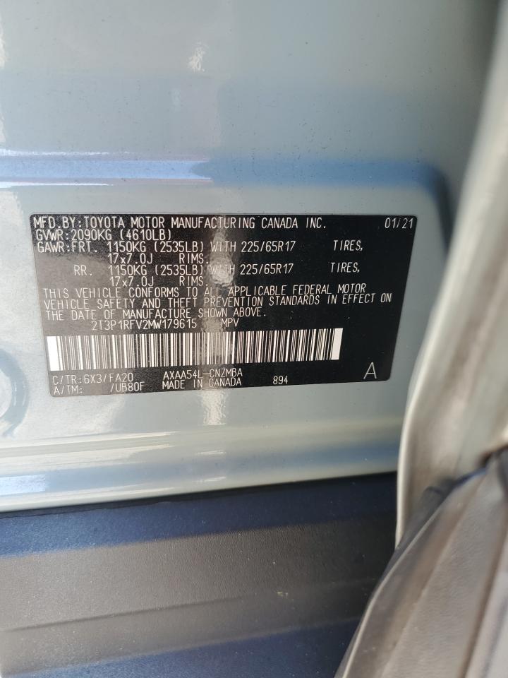 2021 Toyota Rav4 Xle VIN: 2T3P1RFV2MW179615 Lot: 86067765