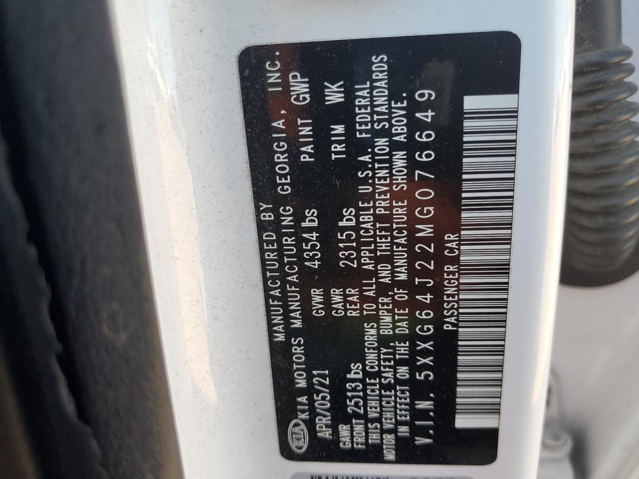 2021 Kia K5 Gt Line VIN: 5XXG64J22MG076649 Lot: 87366215