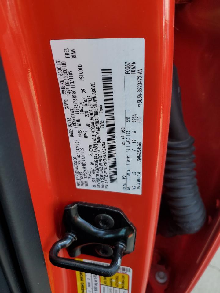 2016 Ford F150 Supercrew VIN: 1FTEW1EP0GKD72405 Lot: 90424515