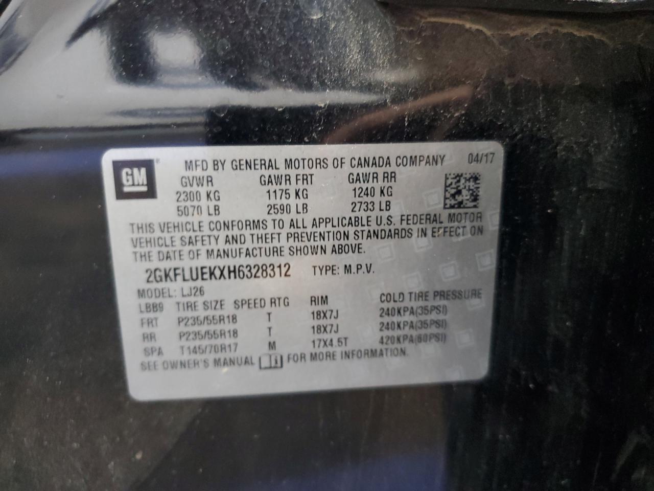 2017 GMC Terrain Slt VIN: 2GKFLUEKXH6328312 Lot: 82479735