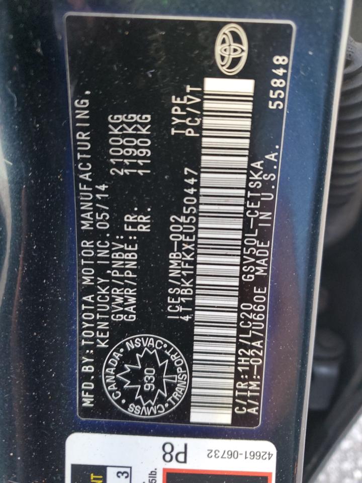 2014 Toyota Camry Se VIN: 4T1BK1FKXEU550447 Lot: 86093305