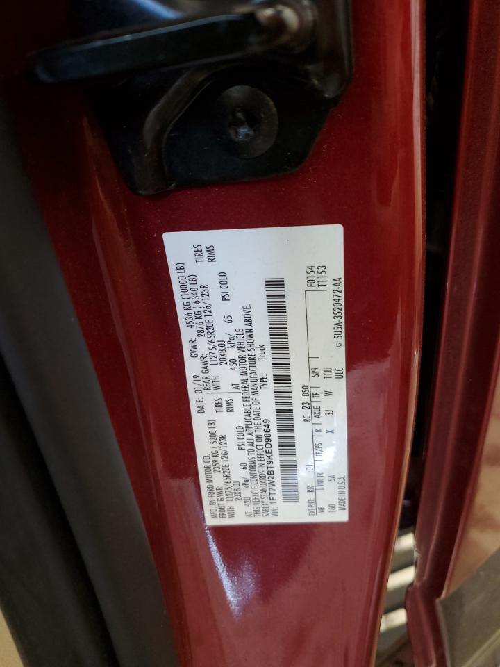 2019 Ford F250 Super Duty VIN: 1FT7W2BT9KED90649 Lot: 84809615