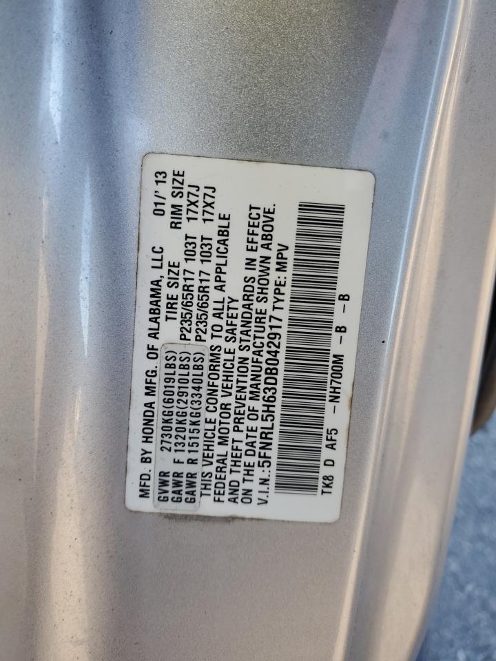 2013 Honda Odyssey Exl VIN: 5FNRL5H63DB042917 Lot: 86450745