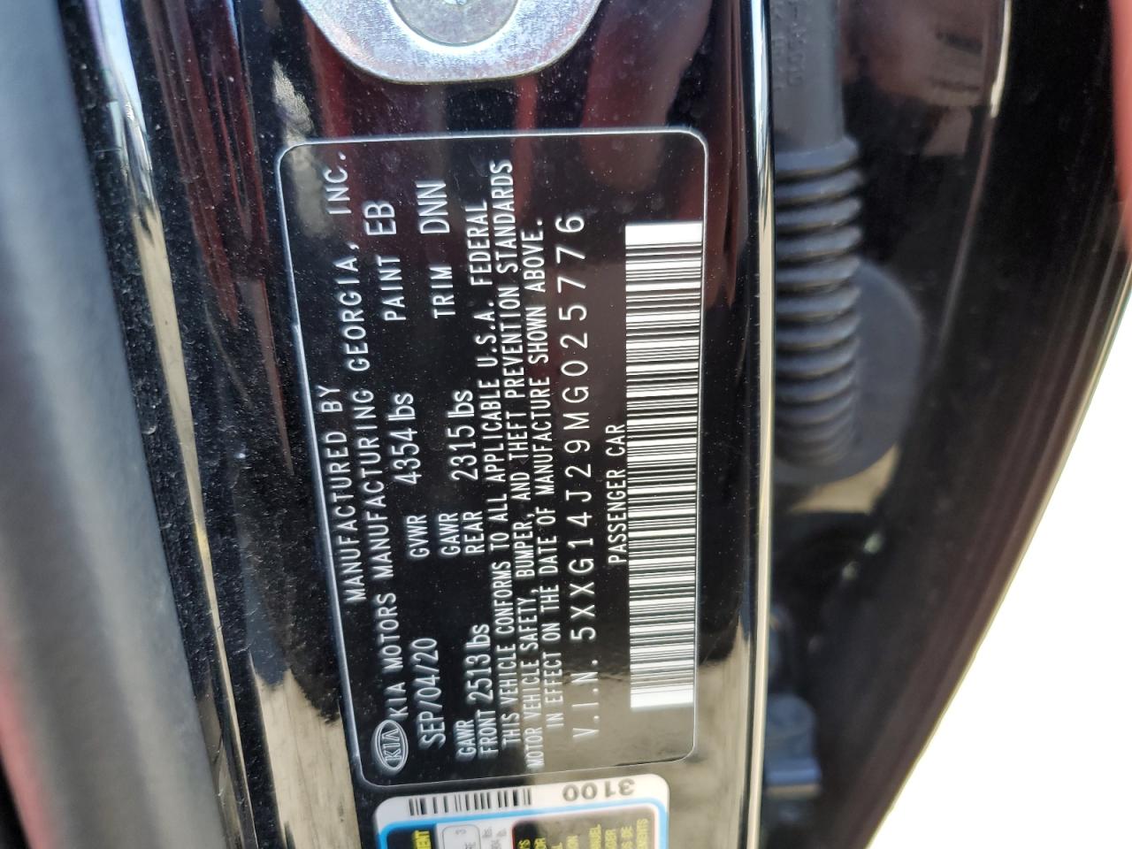 2021 Kia K5 Lxs VIN: 5XXG14J29MG025776 Lot: 87307375