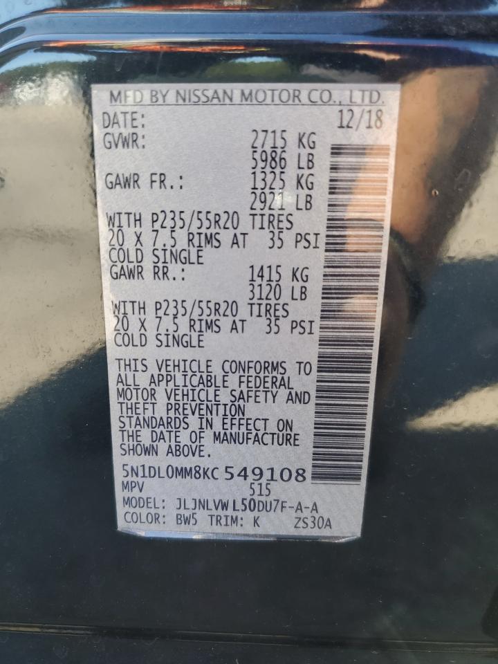 2019 Infiniti Qx60 Luxe VIN: 5N1DL0MM8KC549108 Lot: 84597425