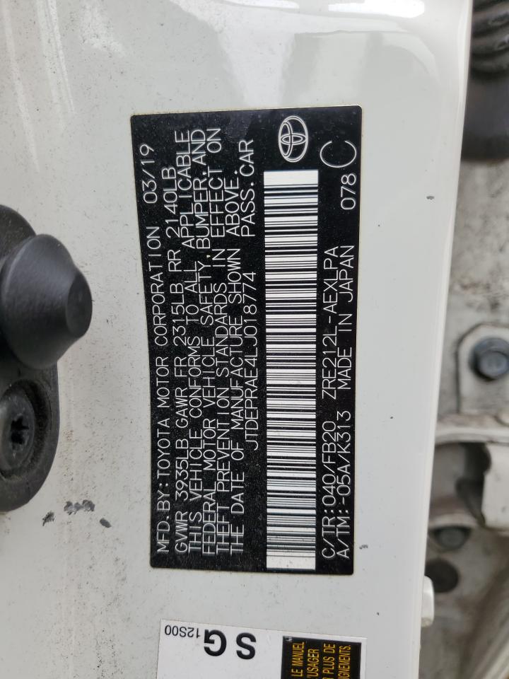 2020 Toyota Corolla Le VIN: JTDEPRAE4LJ018774 Lot: 85510255