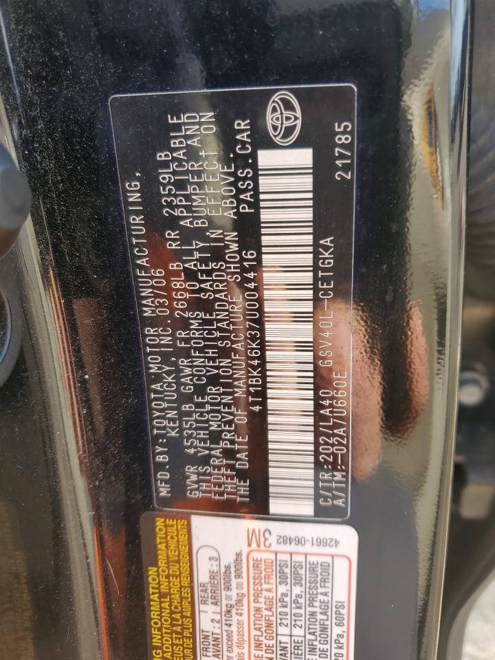 2007 Toyota Camry Le VIN: 4T1BK46K37U004416 Lot: 81603455