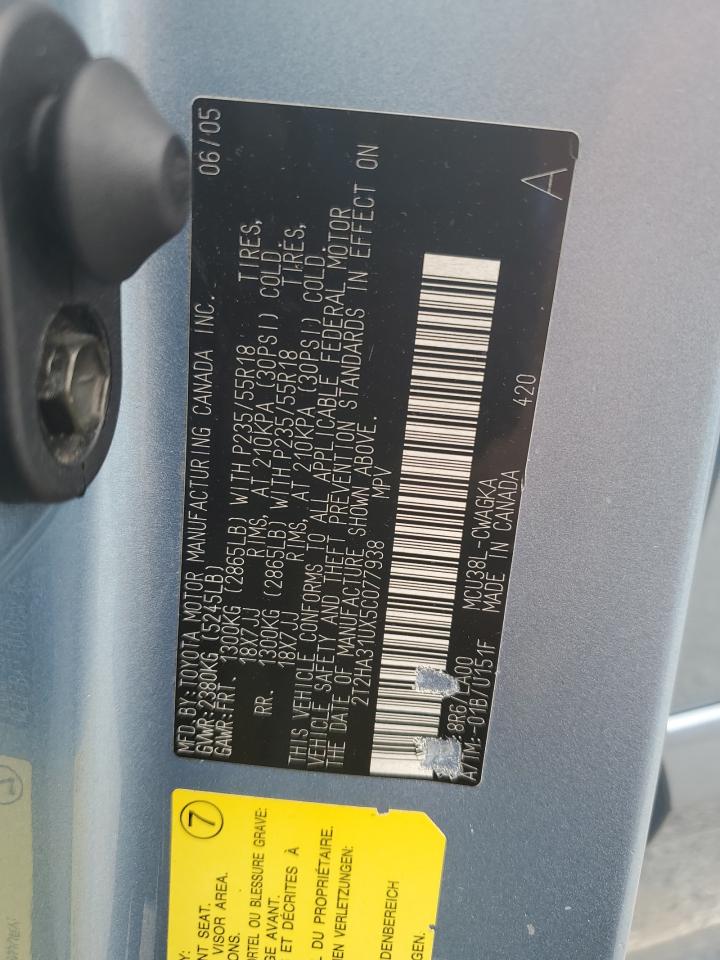 2005 Lexus Rx 330 VIN: 2T2HA31UX5C077938 Lot: 84539865