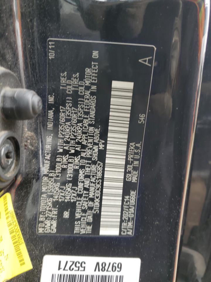 2012 Toyota Sienna Le VIN: 5TDKK3DC9CS186857 Lot: 82321595