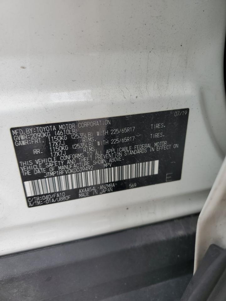 2019 Toyota Rav4 Xle VIN: JTMP1RFV0KD039492 Lot: 82231295