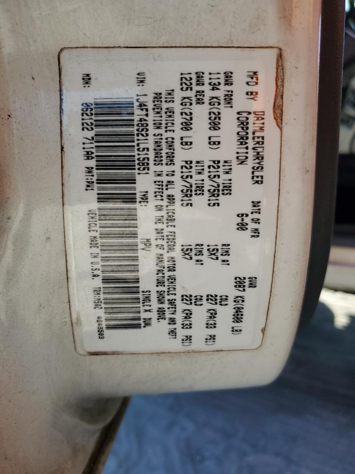 2001 Jeep Cherokee Sport VIN: 1J4FT48S21L515851 Lot: 89820025