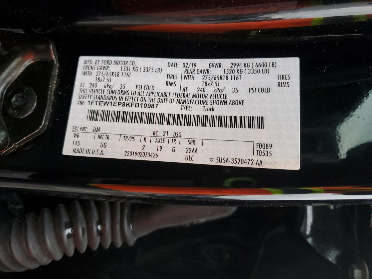 2019 Ford F150 Supercrew VIN: 1FTEW1EP8KFB10987 Lot: 90286125