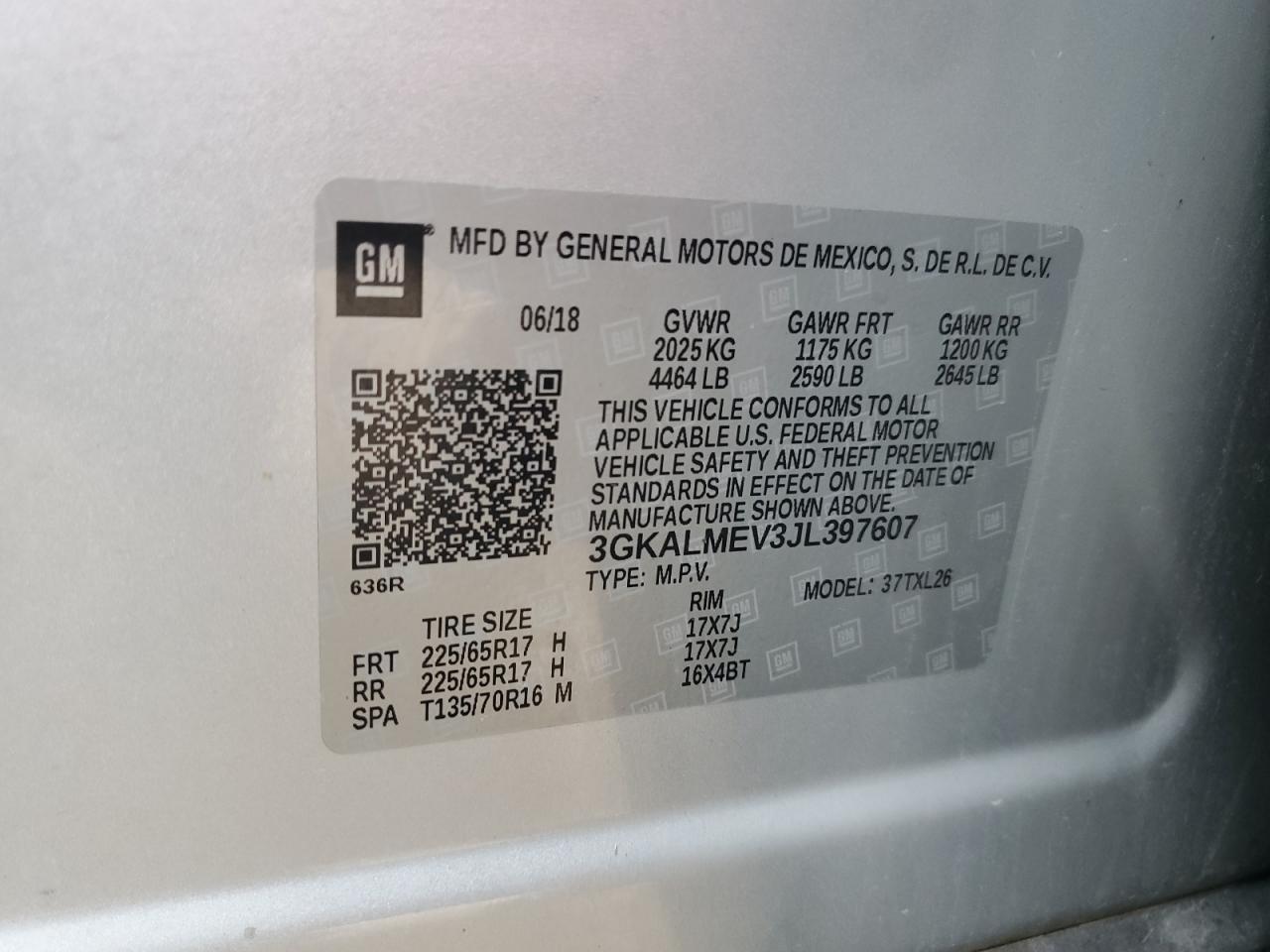 2018 GMC Terrain Sle VIN: 3GKALMEV3JL397607 Lot: 82499235